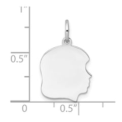 Sterl Silver Rh-plt Engraveable Girl Polished Front/Satin Back Disc Charm - 7