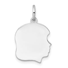 Sterl Silver Rh-plt Engraveable Girl Polished Front/Satin Back Disc Charm - 7