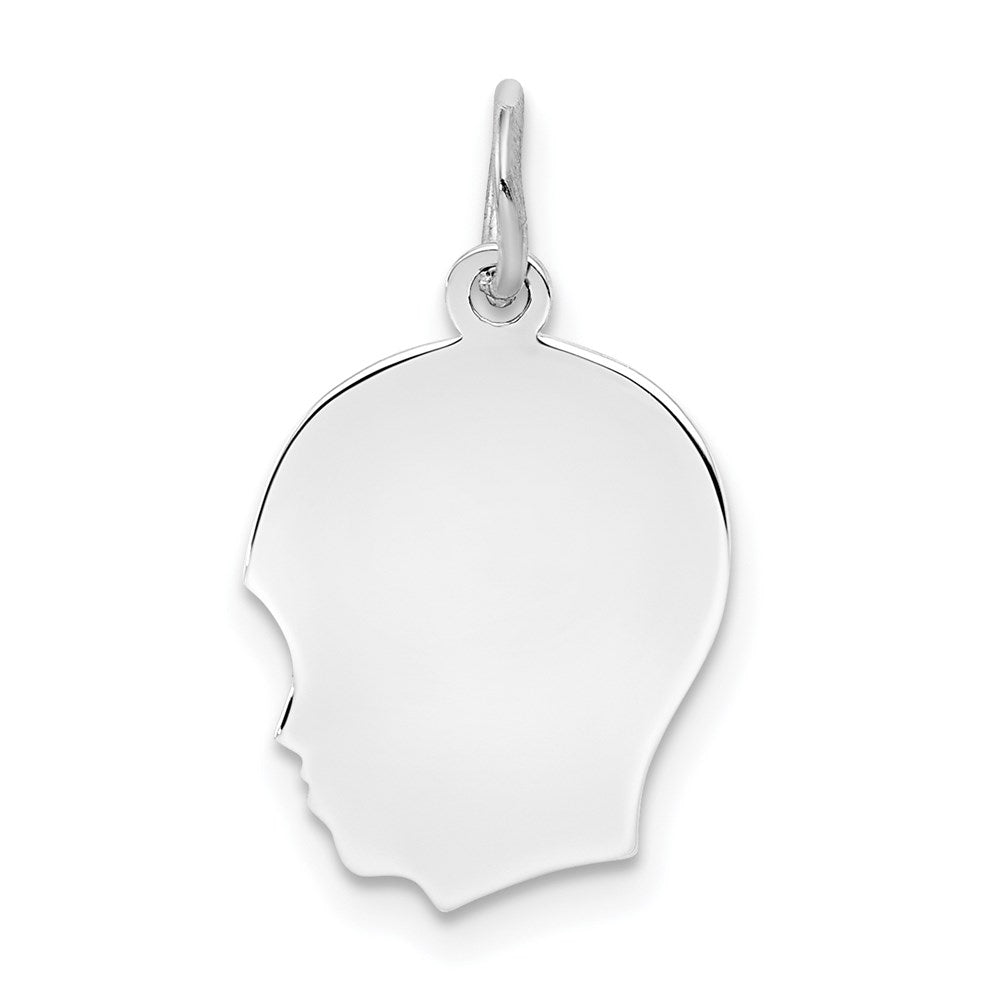 Sterl Silver Rh-plt Engraveable Boy Polished Front/Satin Back Disc Charm - 16