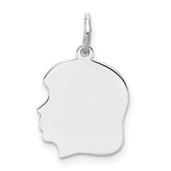 Sterl Silver Rh-plt Engraveable Girl Polished Front/Satin Back Disc Charm - 9