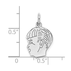 Sterl Silver Rh-plt Engraveable Boy Polished Front/Satin Back Disc Charm - 17