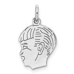 Sterl Silver Rh-plt Engraveable Boy Polished Front/Satin Back Disc Charm - 18