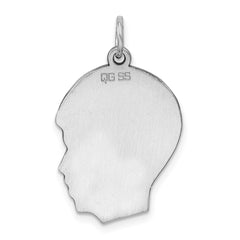 Sterling Silver Rhod-plate Eng. Boy Polish Front/Satin Back Disc Charm - 3