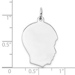 Sterling Silver Rhod-plate Eng. Boy Polish Front/Satin Back Disc Charm - 2