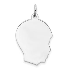 Sterling Silver Rhod-plate Eng. Boy Polish Front/Satin Back Disc Charm - 2