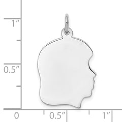 Sterling Silver Rhod-plate Eng. Girl Polish Front/Satin Back Disc Charm - 3