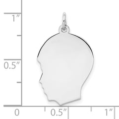 Sterling Silver Rhod-plate Eng. Boy Polished Front/Satin Back Disc Charm - 9