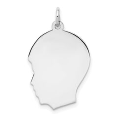 Sterling Silver Rhod-plate Eng. Boy Polished Front/Satin Back Disc Charm - 8
