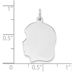 Sterling Silver Rhod-plate Eng. Girl Polished Front/Satin Back Disc Charm - 11