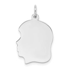 Sterling Silver Rhod-plate Eng. Girl Polished Front/Satin Back Disc Charm - 11