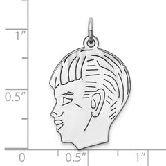Sterl Silver Rh-plt Engraveable Boy Polished Front/Satin Back Disc Charm - 25