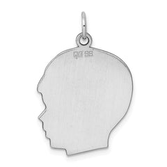 Sterl Silver Rh-plt Engraveable Boy Polished Front/Satin Back Disc Charm - 26