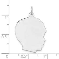 Sterl Silver Rh-plt Engraveable Boy Polished Front/Satin Back Disc Charm - 27