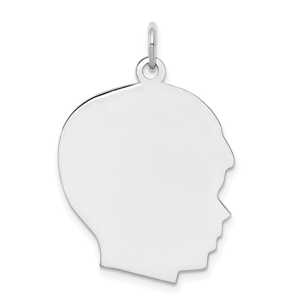 Sterl Silver Rh-plt Engraveable Boy Polished Front/Satin Back Disc Charm - 28