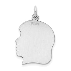 Sterl Silver Rh-plt Engraveable Girl Polished Front/Satin Back Disc Charm - 28