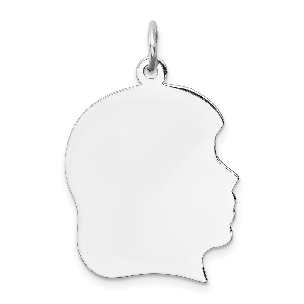 Sterl Silver Rh-plt Engraveable Girl Polished Front/Satin Back Disc Charm - 28