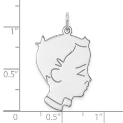 Sterl Silver Rh-plt Engraveable Boy Polished Front/Satin Back Disc Charm - 12