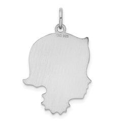 Sterl Silver Rh-plt Engraveable Girl Polished Front/Satin Back Disc Charm - 29