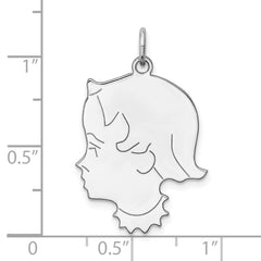 Sterl Silver Rh-plt Engraveable Girl Polished Front/Satin Back Disc Charm - 29