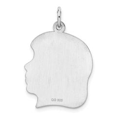 Sterling Silver Rhod-plated ENG. Girl Polished Front/Satin Back Disc Charm - 3