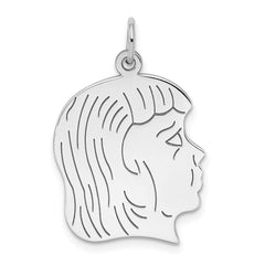 Sterling Silver Rhod-plated ENG. Girl Polished Front/Satin Back Disc Charm - 3