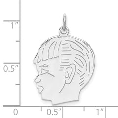 Sterling Silver Rhod-plated ENG. Boy Polished Front/Satin Back Disc Charm - 2