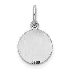 SS Rh-plt Engraveable Round Polished Front/Satin Back Disc Charm - 23