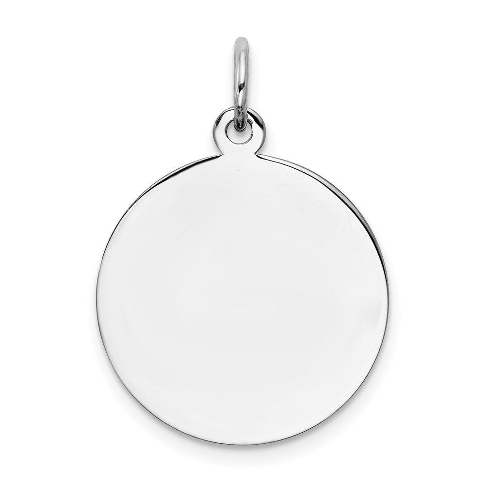 SS Rh-plt Engraveable Round Polished Front/Satin Back Disc Charm - 20