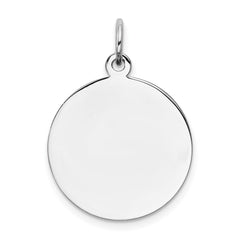 SS Rh-plt Engraveable Round Polished Front/Satin Back Disc Charm - 20