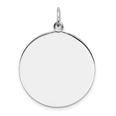 SS Rh-plt Engraveable Round Polished Front/Satin Back Disc Charm - 22