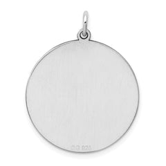 Sterling Silver Rhod-plated Eng. Rnd Polish Front/Satin Back Disc Charm - 56
