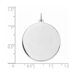 Sterling Silver Rhod-plated Eng. Rnd Polish Front/Satin Back Disc Charm - 57