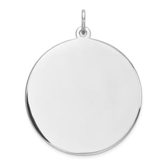 Sterling Silver Rhod-plated Eng. Rnd Polish Front/Satin Back Disc Charm - 56