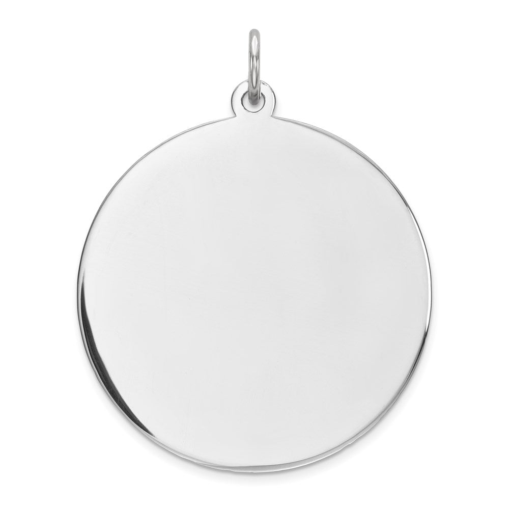 Sterling Silver Rhod-plated Eng. Rnd Polish Front/Satin Back Disc Charm - 57