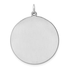 Sterling Silver Rhod-plated Eng. Rnd Polish Front/Satin Back Disc Charm - 50