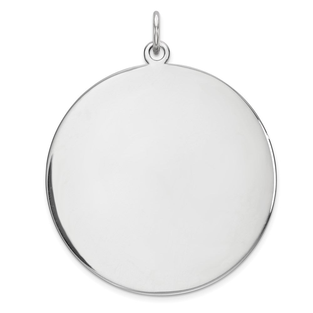 Sterling Silver Rhod-plated Eng. Rnd Polish Front/Satin Back Disc Charm - 50