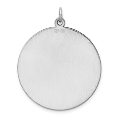 Sterling Silver Rhod-plated Eng. Rnd Polish Front/Satin Back Disc Charm - 51