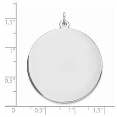Sterling Silver Rhod-plated Eng. Rnd Polish Front/Satin Back Disc Charm - 51