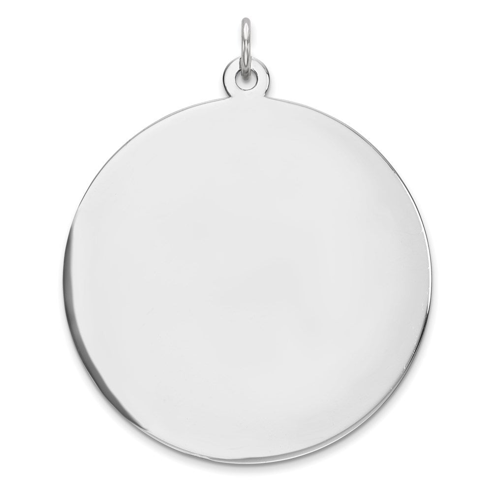 Sterling Silver Rhod-plated Eng. Rnd Polish Front/Satin Back Disc Charm - 51