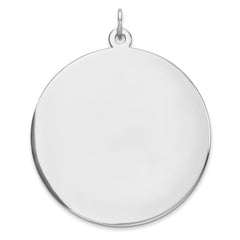 Sterling Silver Rhod-plated Eng. Rnd Polish Front/Satin Back Disc Charm - 51
