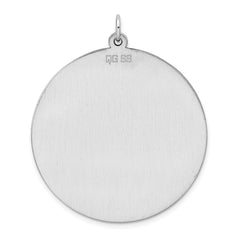 Sterling Silver Rhod-plated Eng. Rnd Polish Front/Satin Back Disc Charm - 9