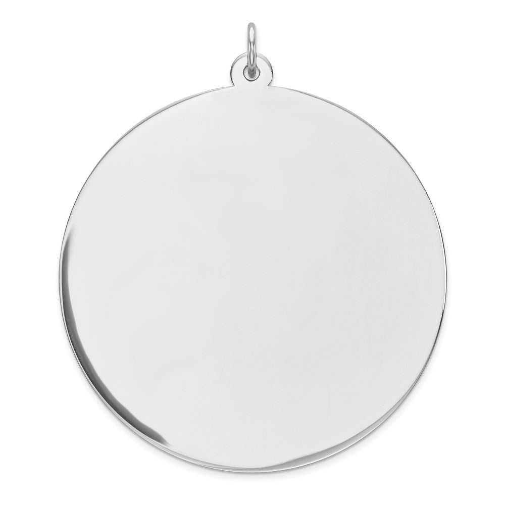 Sterling Silver Rhod-plated Eng. Rnd Polish Front/Satin Back Disc Charm - 9