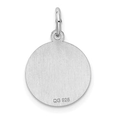 Sterling Silver Rhod-plated Eng. Rnd Polish Front/Satin Back Disc Charm - 31