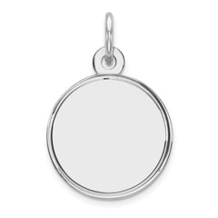 Sterling Silver Rhod-plated Eng. Rnd Polish Front/Satin Back Disc Charm - 31