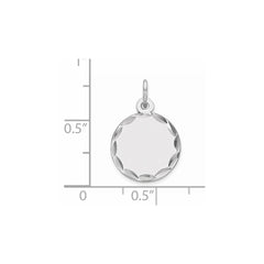 Sterling Silver Rhod-plated Eng. Rnd Polish Front/Satin Back Disc Charm - 44