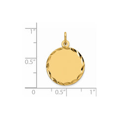 Sterling Silver GP Engraveable Round Polished Disc Charm - 15