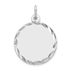 Sterling Silver Rhod-plated Eng. Rnd Polish Front/Satin Back Disc Charm - 47