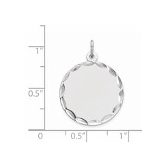 Sterling Silver Rhod-plated Eng. Rnd Polish Front/Satin Back Disc Charm - 48
