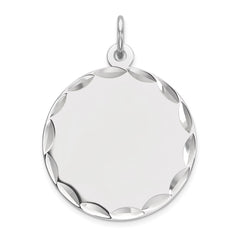 Sterling Silver Rhod-plated Eng. Rnd Polish Front/Satin Back Disc Charm - 54