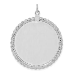 SS Rh-plt Engraveable Round with Rope Polished Front/Satin Back Disc - 3